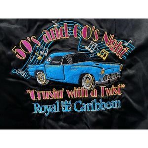 MEN’S BLACK ROYAL CARIBBEAN “CRUISIN’ WITH A TWIST” 50’S 60’S NIGHT JACKET XL